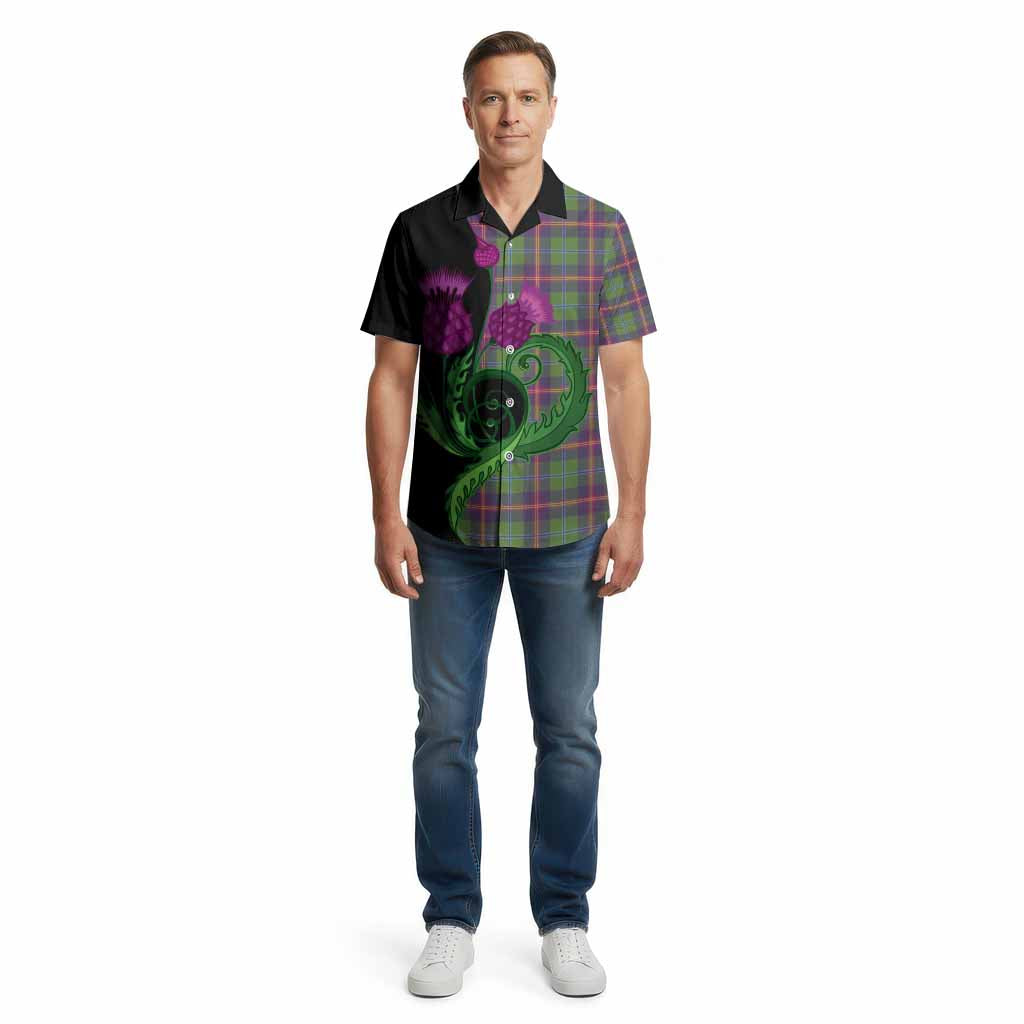 Young Tartan Cotton Hawaiian Shirt Traditional Scottish Thistle