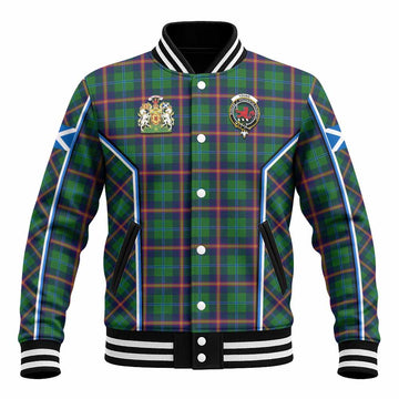 Young Tartan Crest Baseball Jacket Scotland Coat of Arm Flag Style