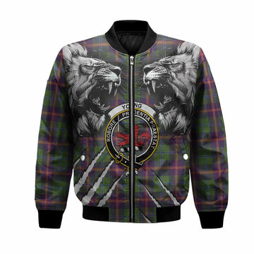 Young Tartan Crest Bomber Jacket Ferocious Lion Style