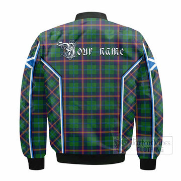 Young Tartan Crest Bomber Jacket Scotland Coat of Arm Flag Style