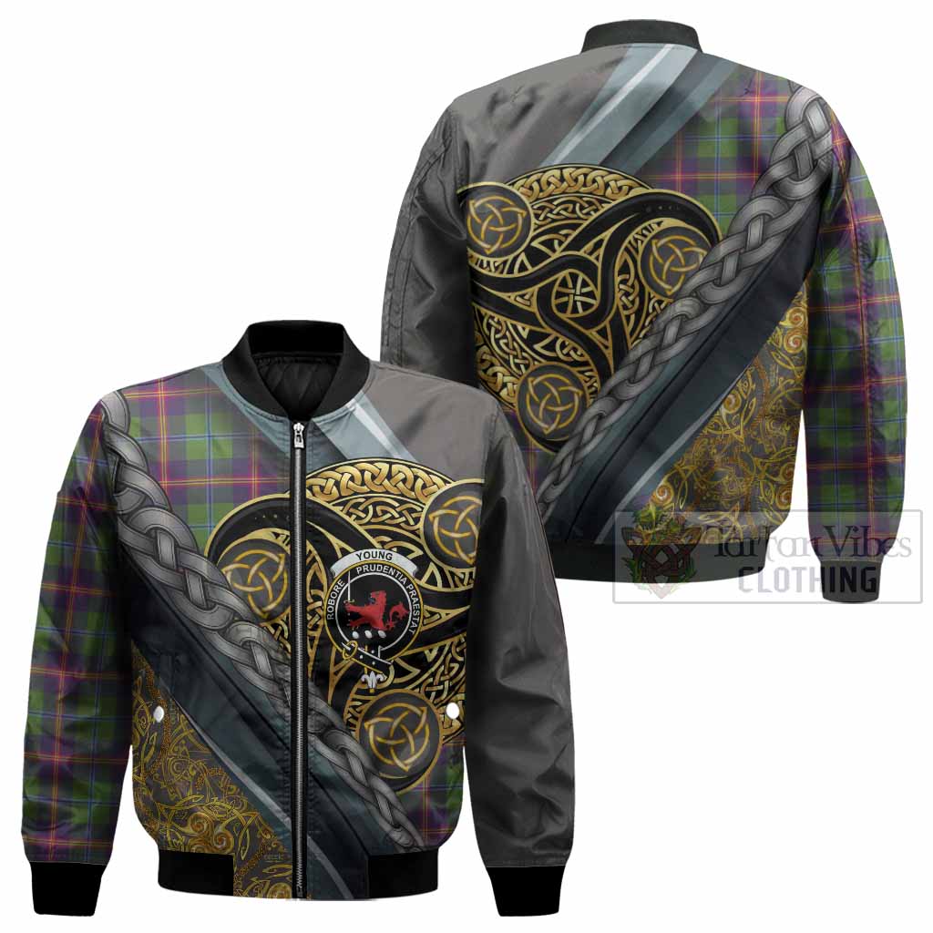 Young Tartan Crest Bomber Jacket Scottish Triskele Celtic