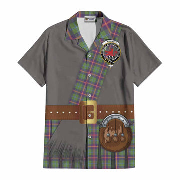 Young Tartan Crest Cotton Hawaiian Shirt Kilt Costume Style