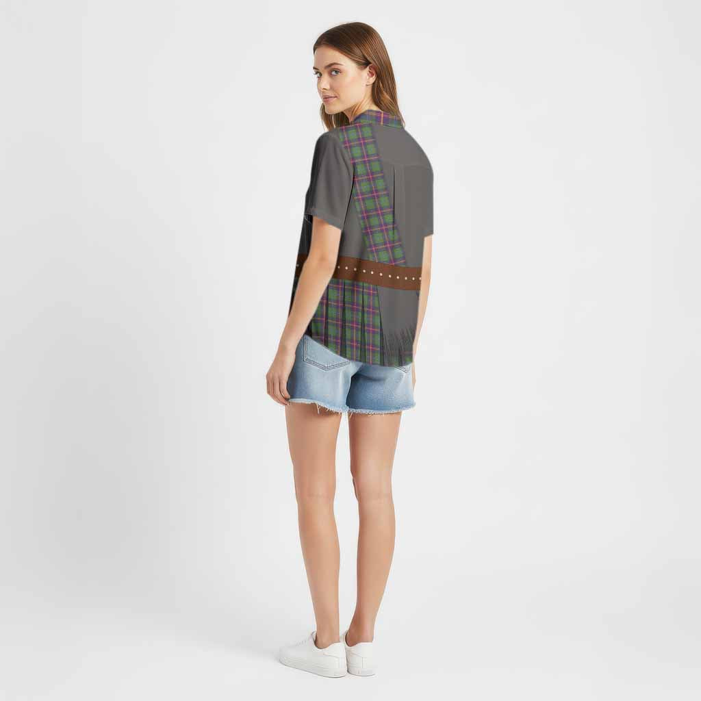 Young Tartan Crest Cotton Hawaiian Shirt Kilt Costume Style