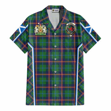 Young Tartan Crest Cotton Hawaiian Shirt Scotland Coat of Arm Flag Style - Tartan Vibes Clothing