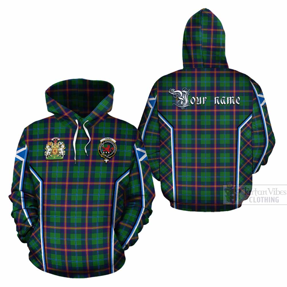 Young Tartan Crest Cotton Hoodie Scotland Coat of Arm Flag Style - Tartan Vibes Clothing