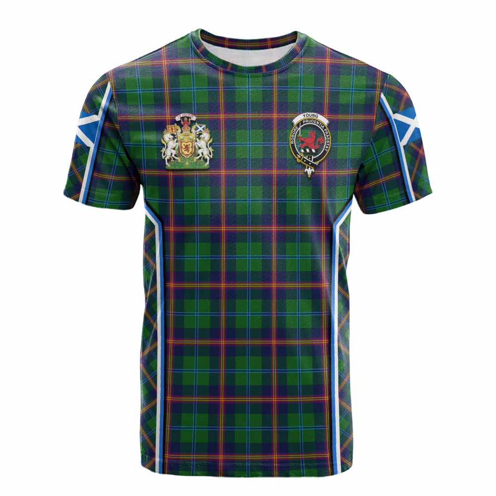 Young Tartan Crest Cotton T-shirt Scotland Coat of Arm Flag Style - Tartan Vibes Clothing