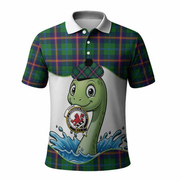 Young Tartan Crest Cute Nessie Polo Shirt Scottish Loch Ness Monster