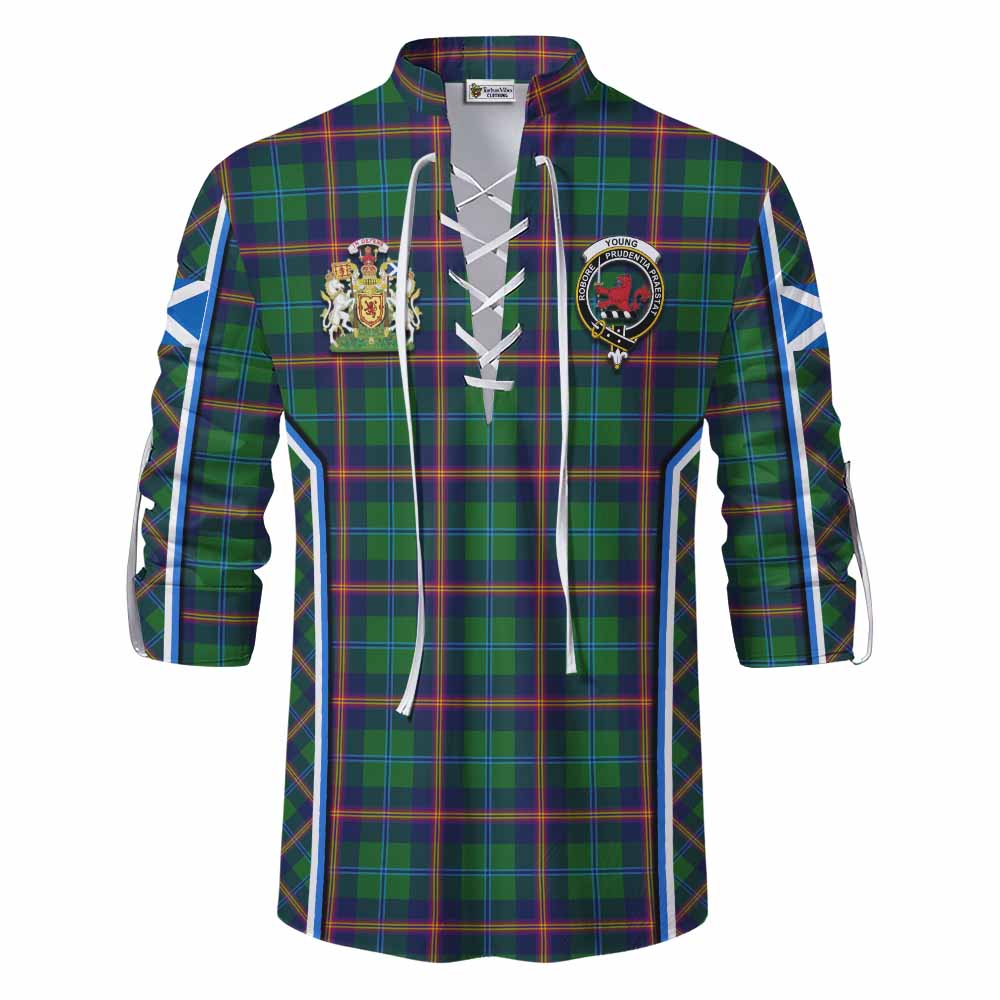 Young Tartan Crest Ghillie Kilt Shirt Scotland Coat of Arm Flag Style - Tartan Vibes Clothing