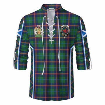Young Tartan Crest Ghillie Kilt Shirt Scotland Coat of Arm Flag Style