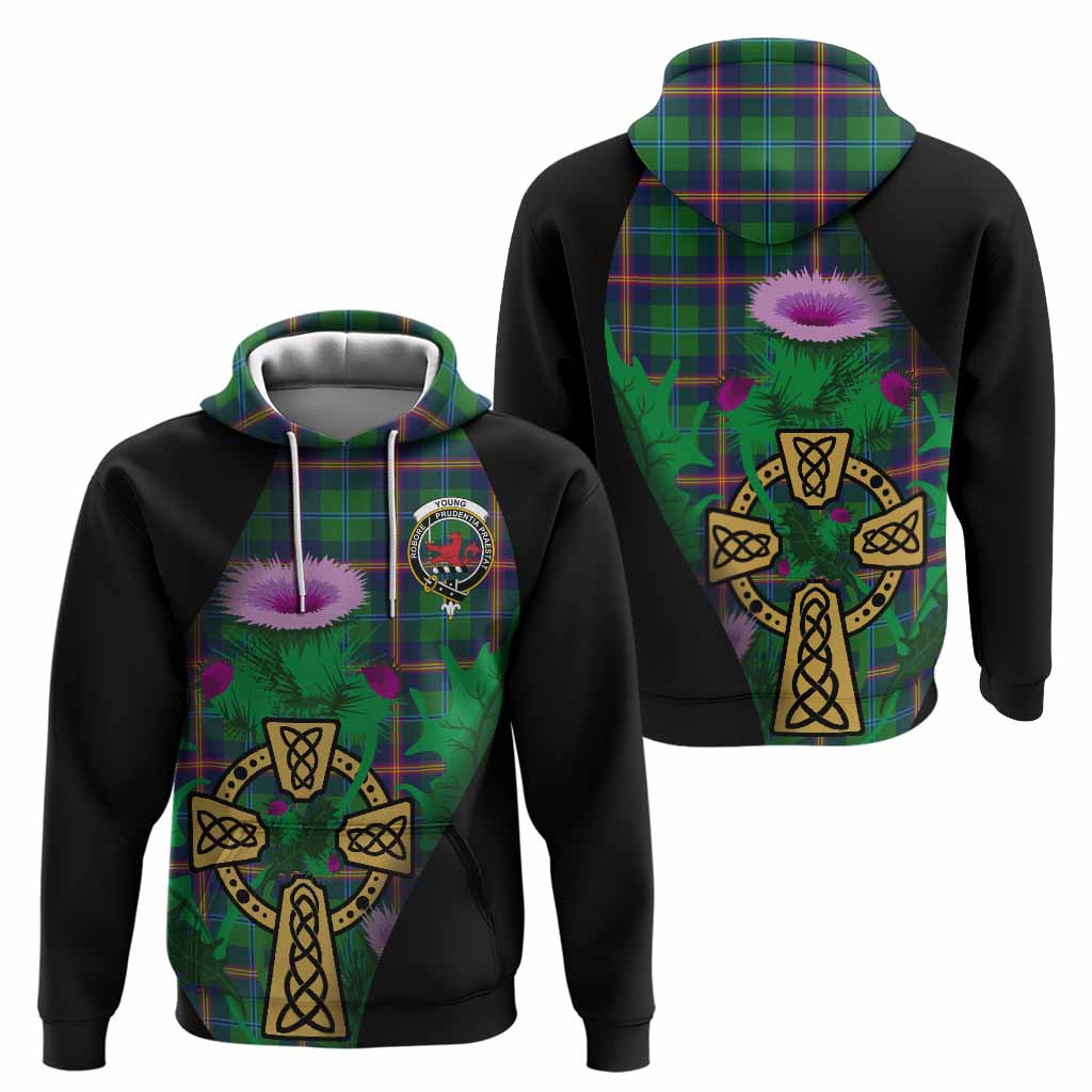 Young Tartan Crest Hoodie Celtic Cross Thistle Flowers