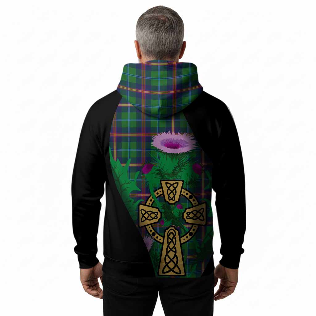 Young Tartan Crest Hoodie Celtic Cross Thistle Flowers