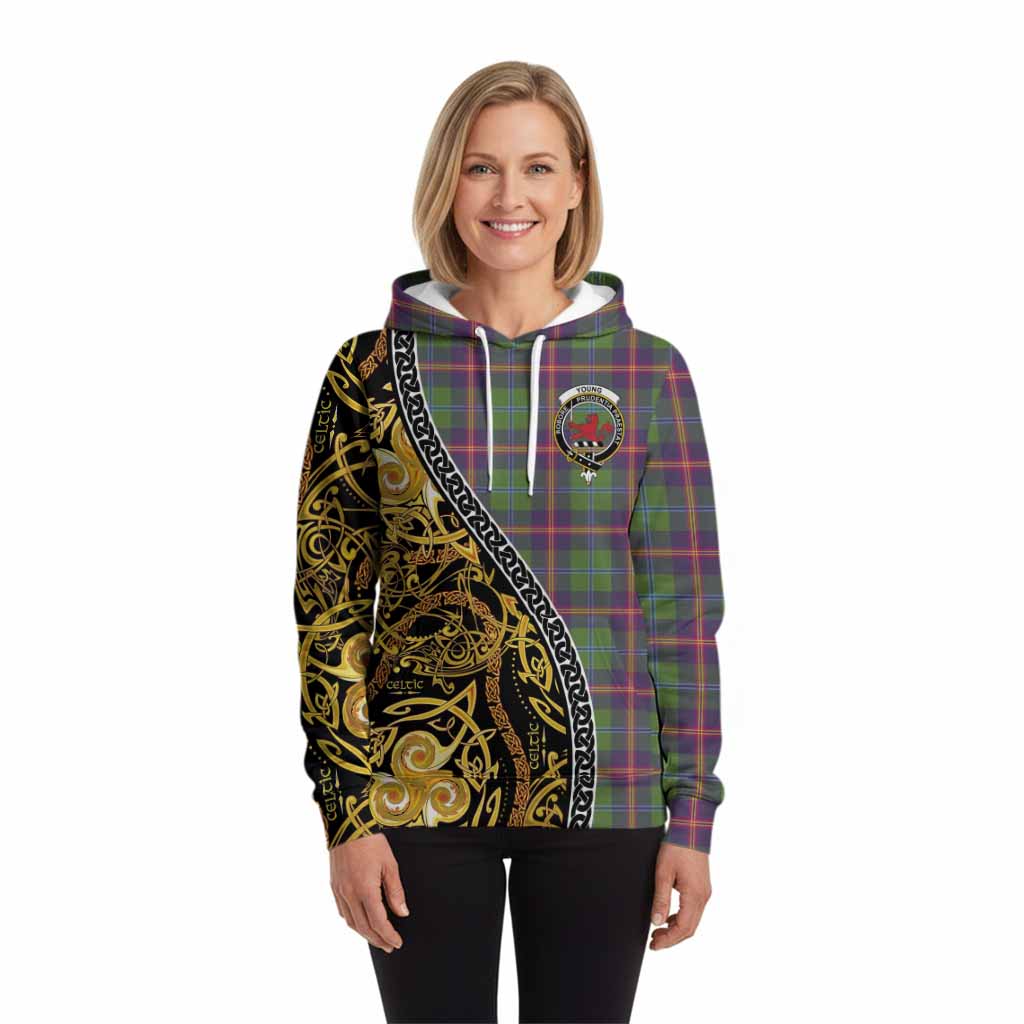 Young Tartan Crest Hoodie Celtic Knot and Triple Trickle Spiral Symbols