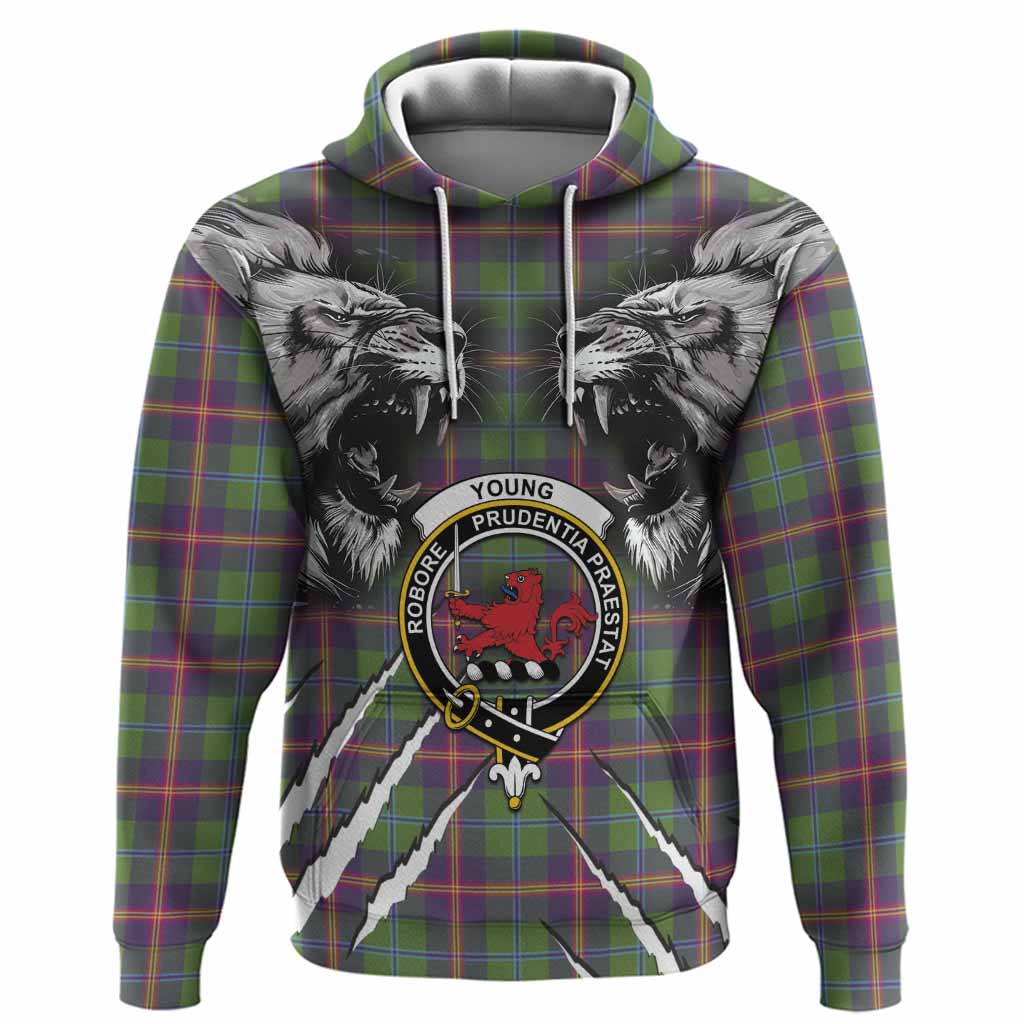 Young Tartan Crest Hoodie Ferocious Lion Style