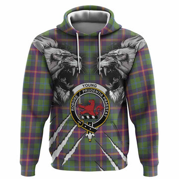 Young Tartan Crest Hoodie Ferocious Lion Style