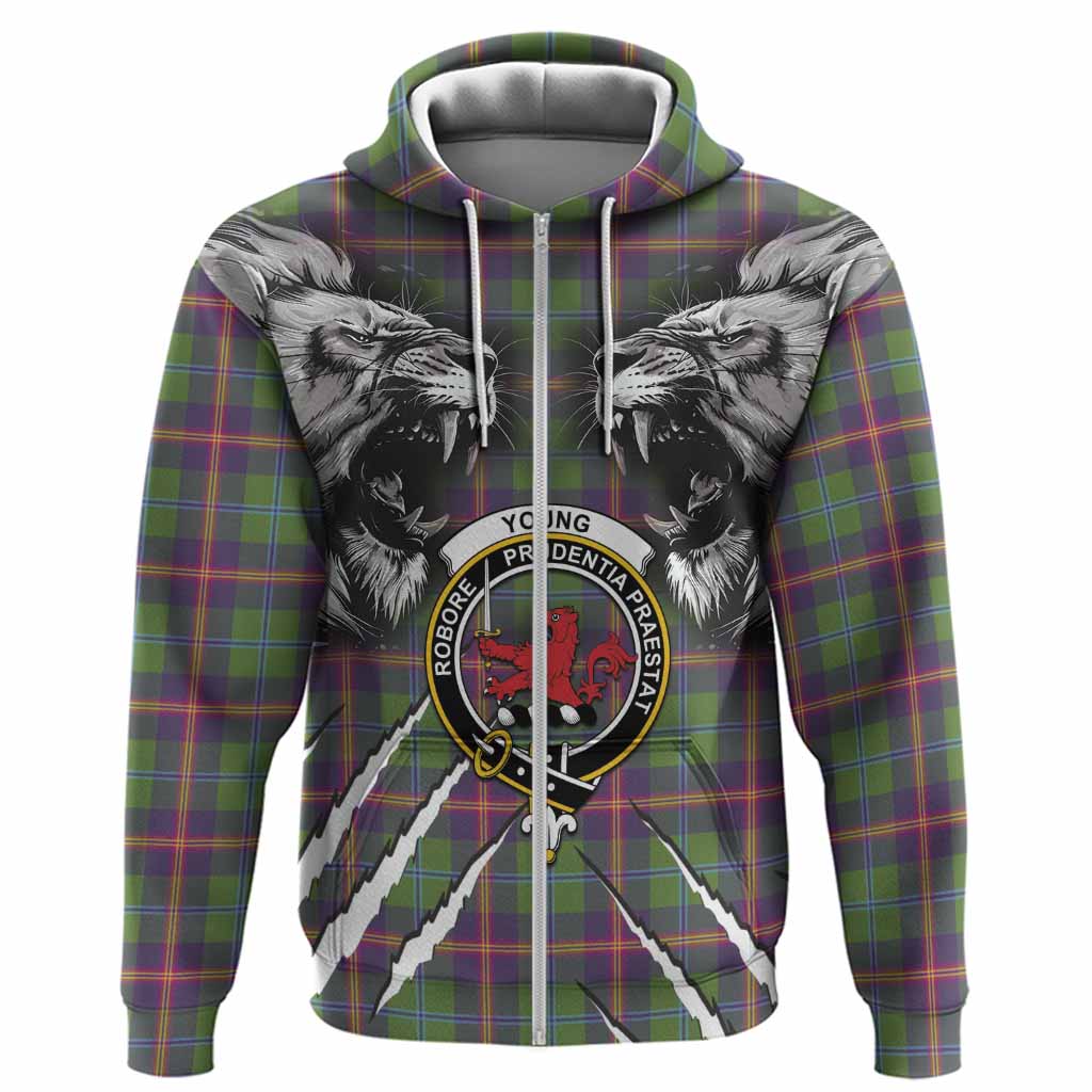 Young Tartan Crest Hoodie Ferocious Lion Style