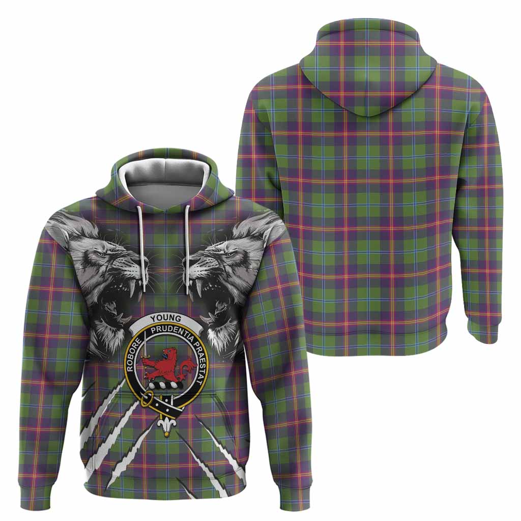 Young Tartan Crest Hoodie Ferocious Lion Style