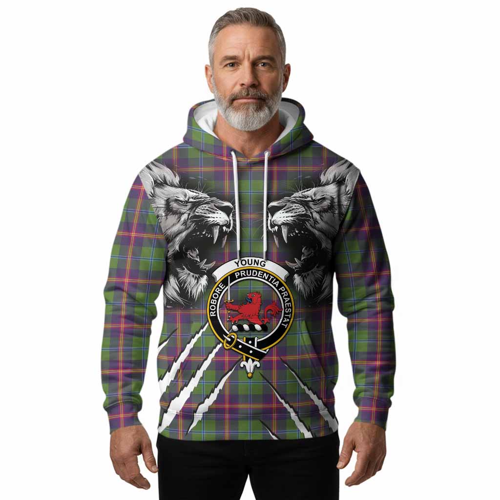 Young Tartan Crest Hoodie Ferocious Lion Style