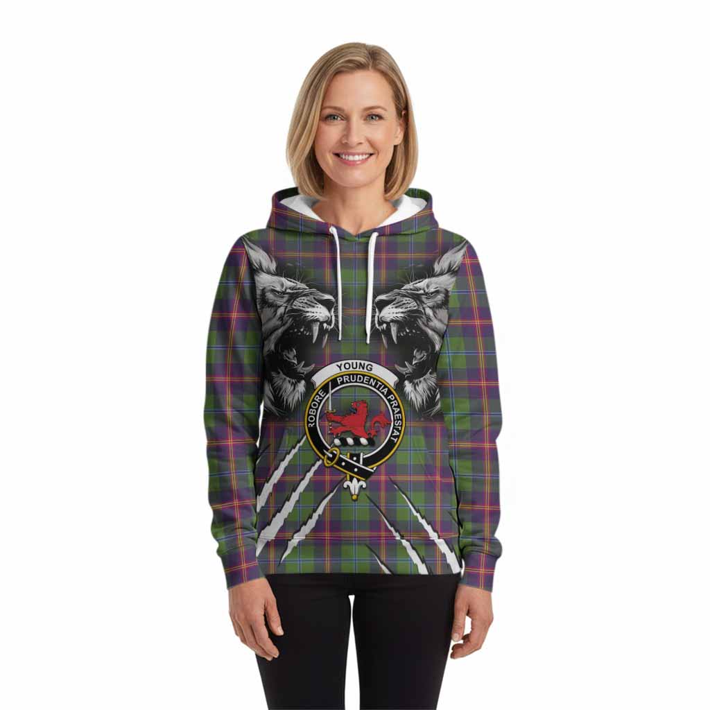 Young Tartan Crest Hoodie Ferocious Lion Style