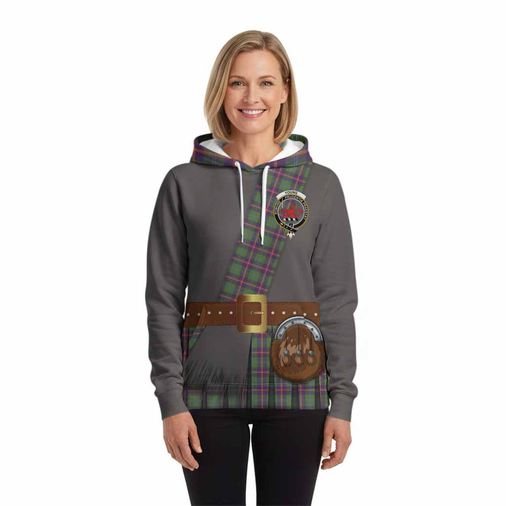 Young Tartan Crest Hoodie Kilt Costume Style