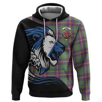 Young Tartan Crest Hoodie Scottish Golden Lions Wave Flow