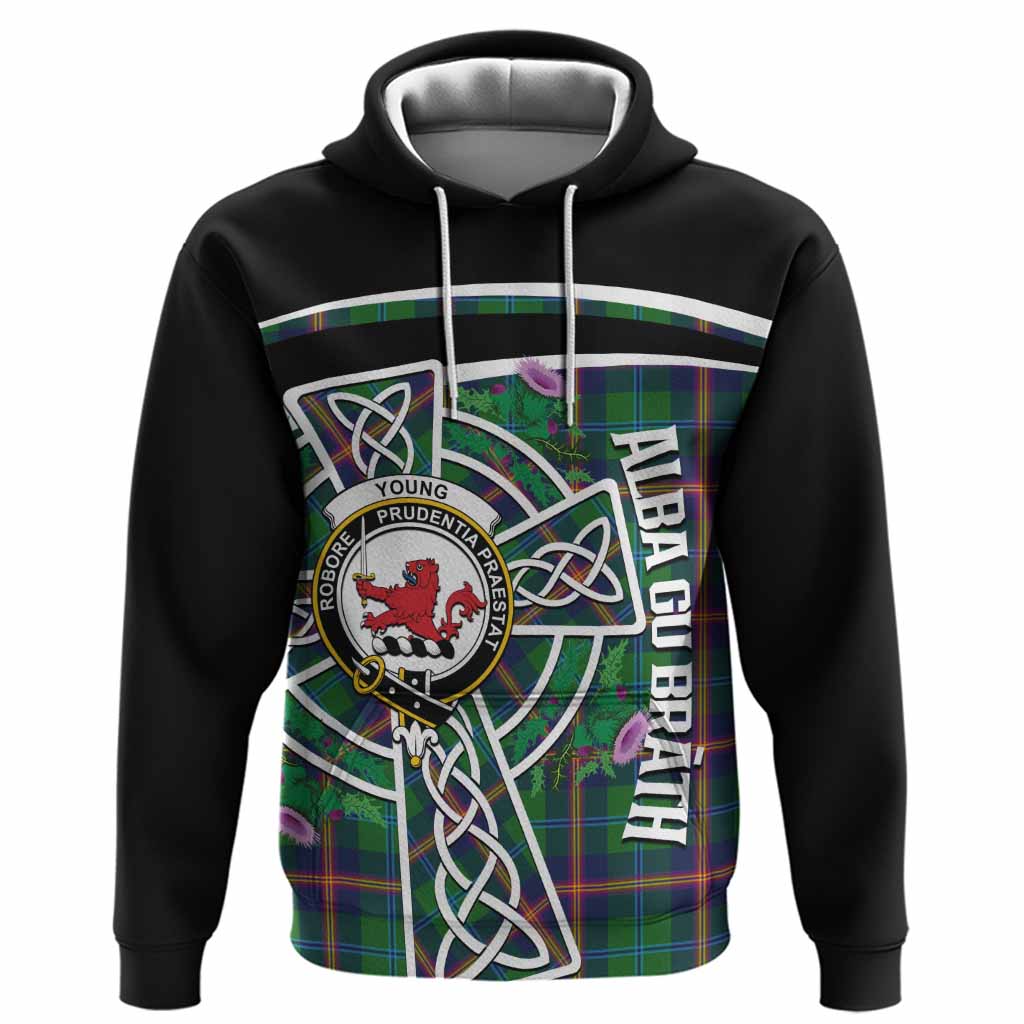 Young Tartan Crest Hoodie Scottish Thistle Celtic Cross Alba Gu Brath