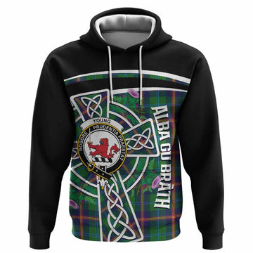 Young Tartan Crest Hoodie Scottish Thistle Celtic Cross Alba Gu Brath