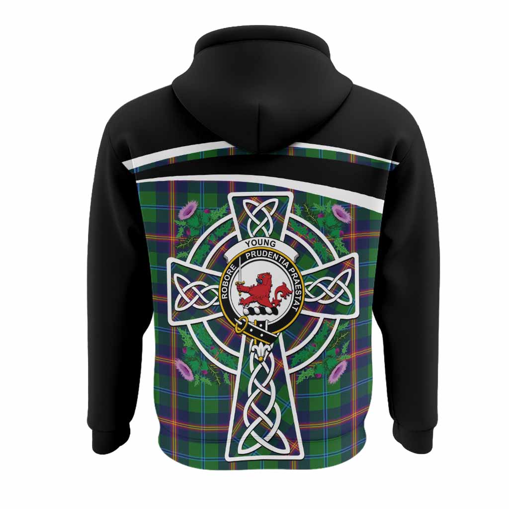 Young Tartan Crest Hoodie Scottish Thistle Celtic Cross Alba Gu Brath