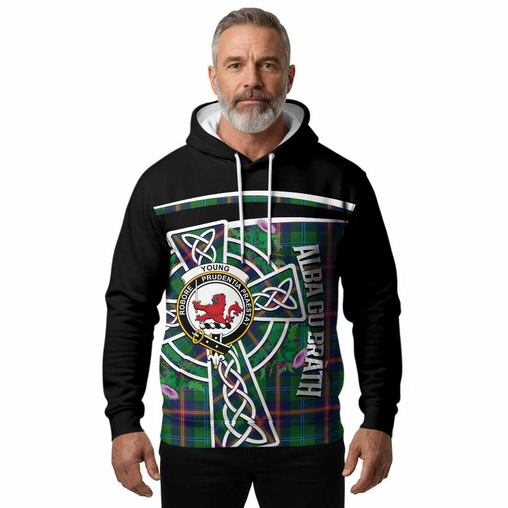 Young Tartan Crest Hoodie Scottish Thistle Celtic Cross Alba Gu Brath