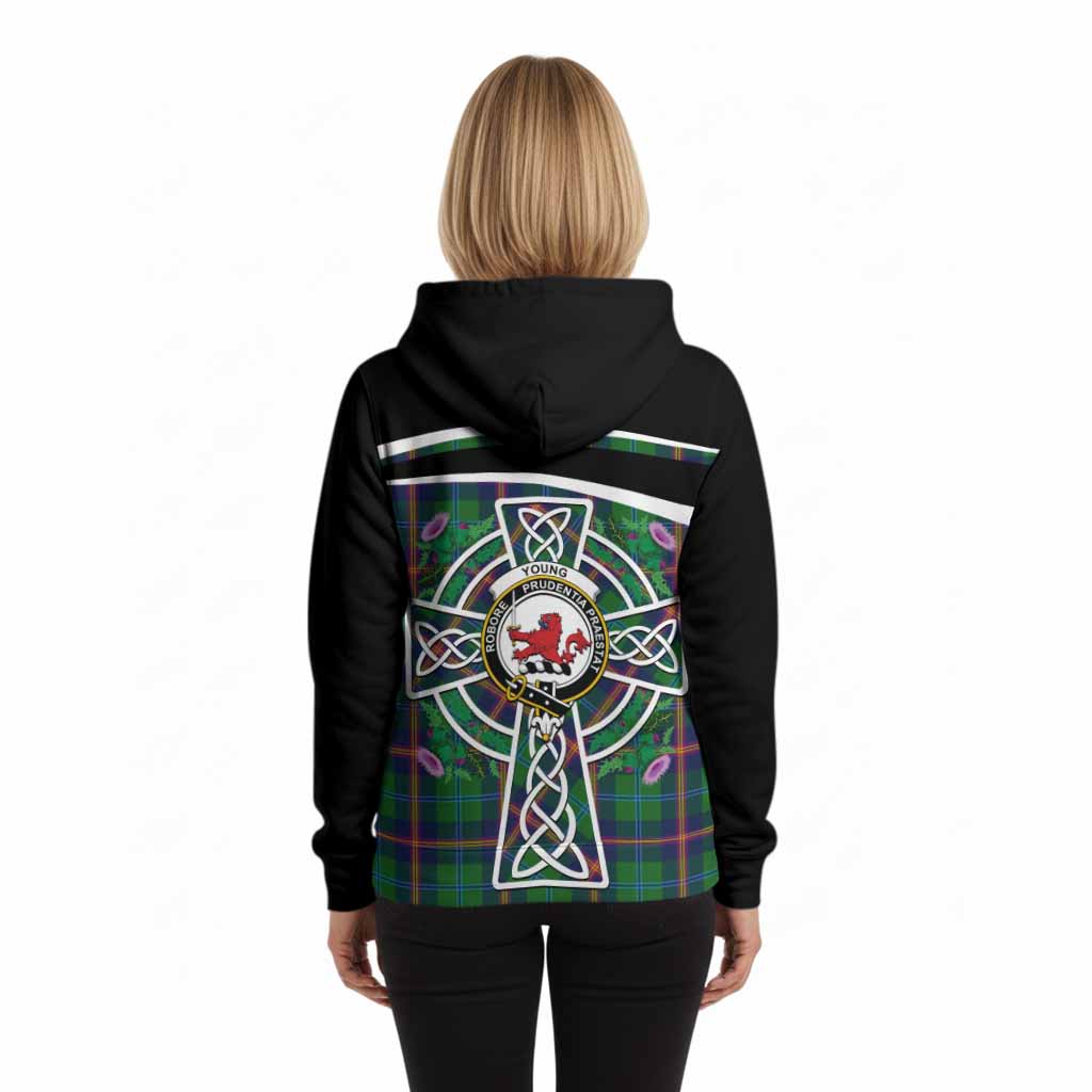 Young Tartan Crest Hoodie Scottish Thistle Celtic Cross Alba Gu Brath