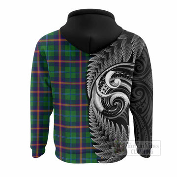 Young Tartan Crest Hoodie With New Zealand Silver Fern Maori Koru