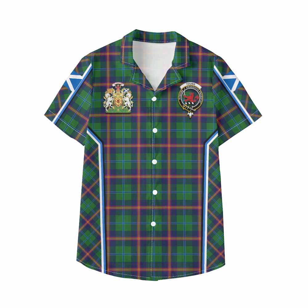 Young Tartan Crest Kid Hawaiian Shirt Scotland Coat of Arm Flag Style - Tartan Vibes Clothing