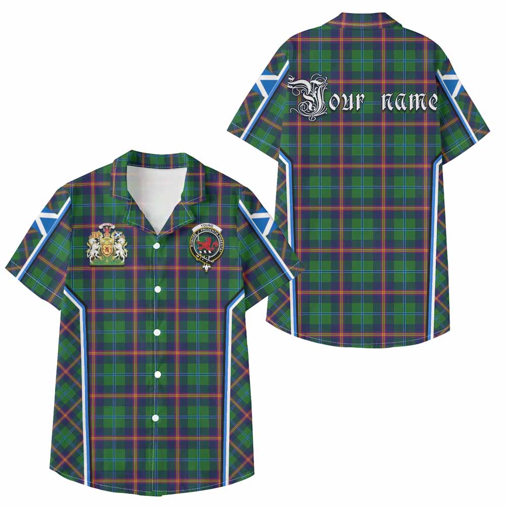 Young Tartan Crest Kid Hawaiian Shirt Scotland Coat of Arm Flag Style - Tartan Vibes Clothing