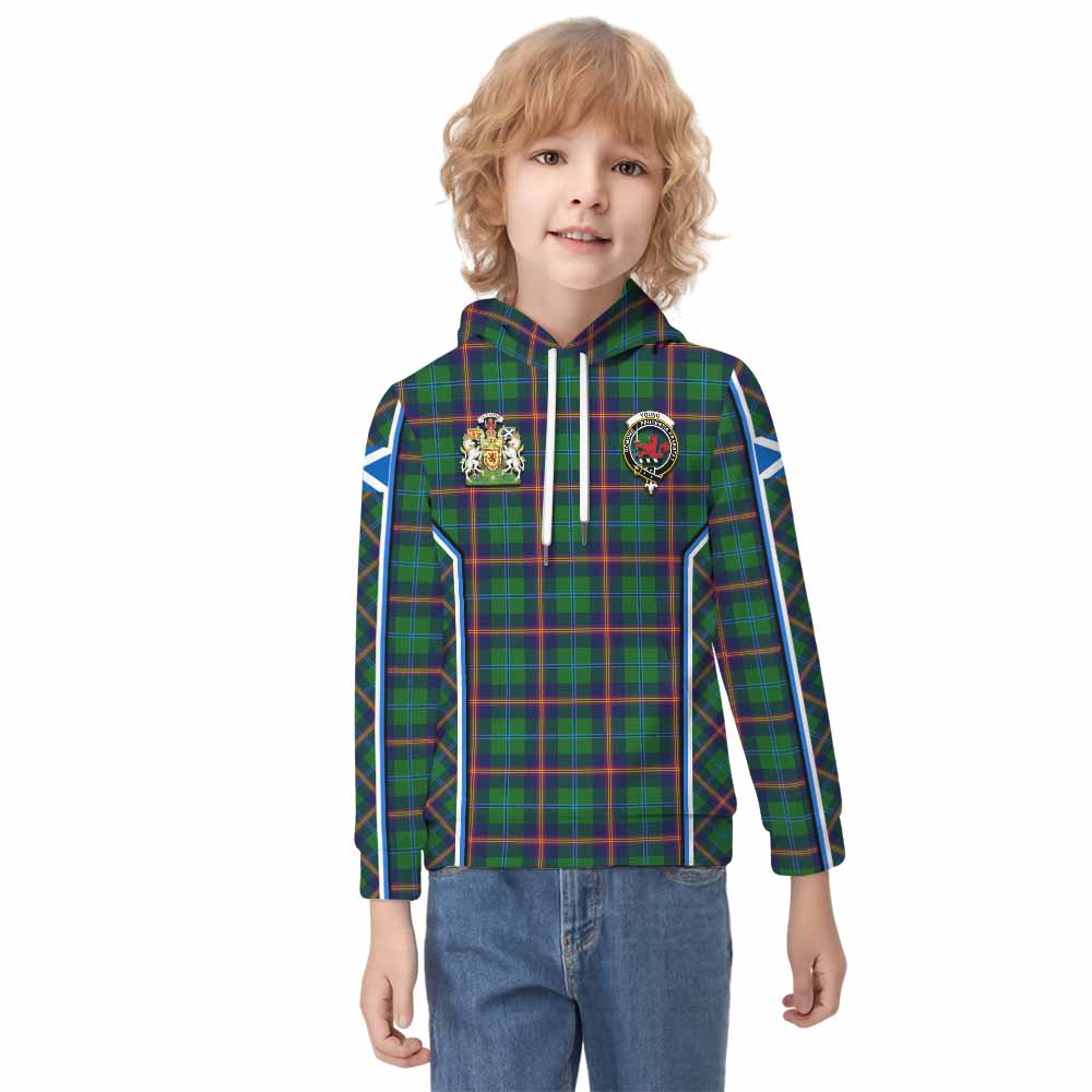 Young Tartan Crest Kid Hoodie Scotland Coat of Arm Flag Style - Tartan Vibes Clothing