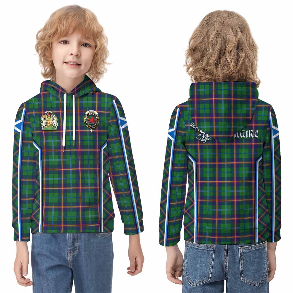 Young Tartan Crest Kid Hoodie Scotland Coat of Arm Flag Style - Tartan Vibes Clothing