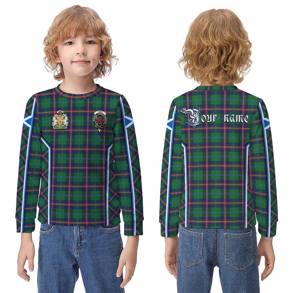 Young Tartan Crest Kid Knitted Sweatshirt Scotland Coat of Arm Flag Style - Tartan Vibes Clothing