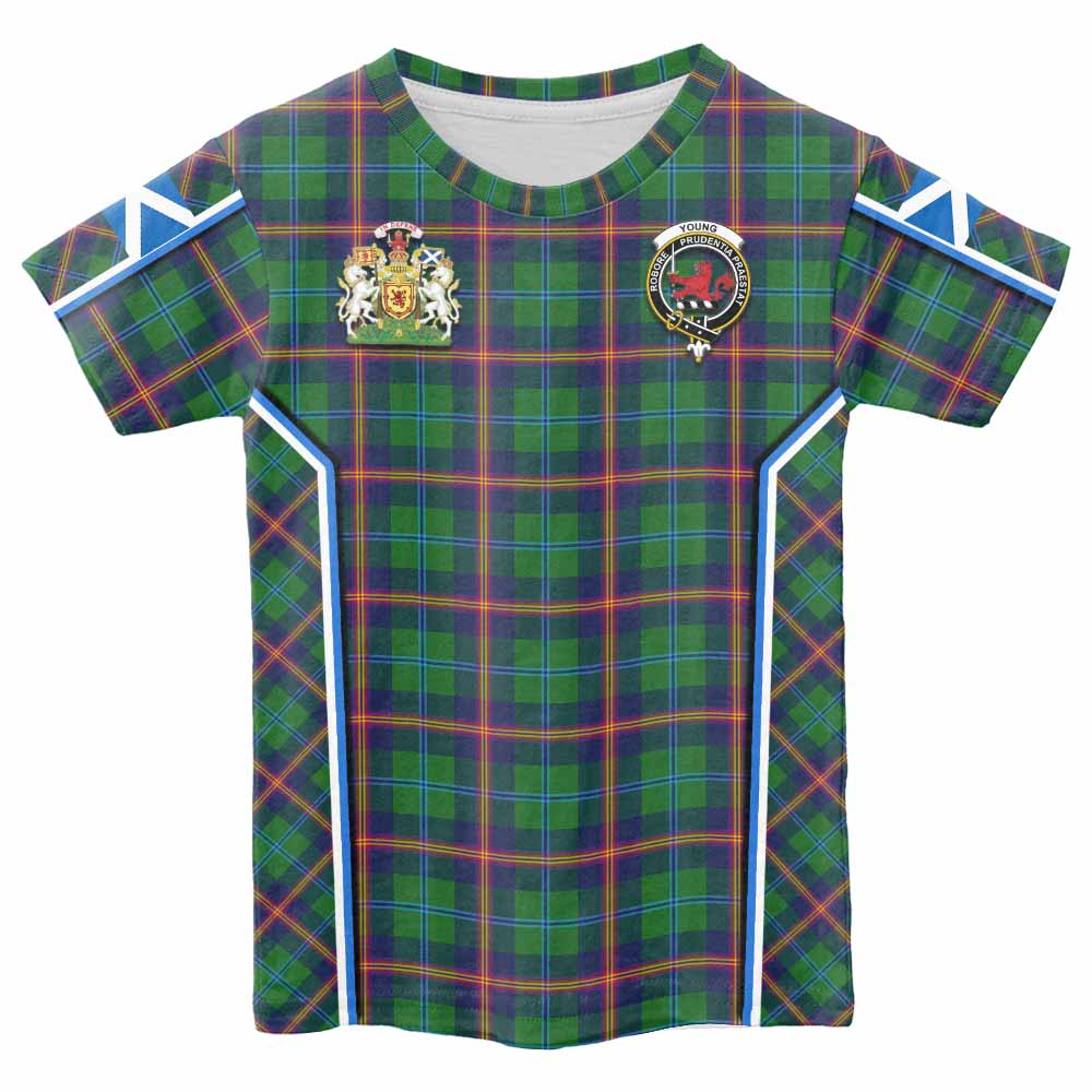 Young Tartan Crest Kid T-shirt Scotland Coat of Arm Flag Style - Tartan Vibes Clothing