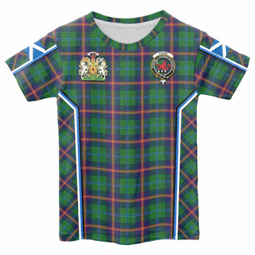 Young Tartan Crest Kid T-shirt Scotland Coat of Arm Flag Style - Tartan Vibes Clothing