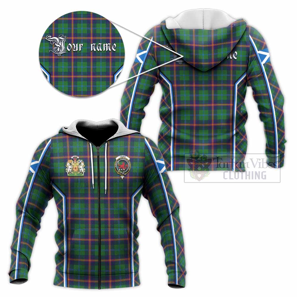 Young Tartan Crest Knitted Hoodie Scotland Coat of Arm Flag Style - Tartan Vibes Clothing