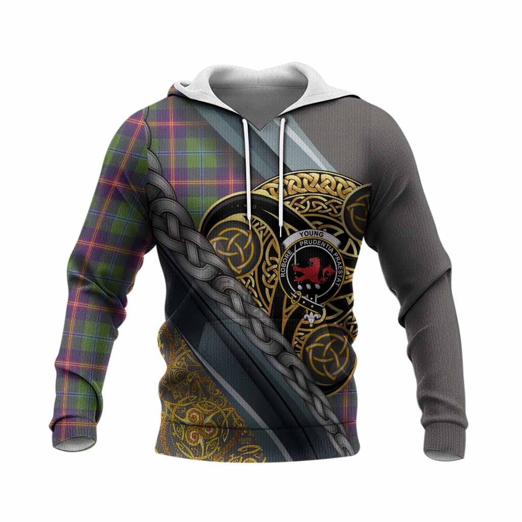 Young Tartan Crest Knitted Hoodie Scottish Triskele Celtic