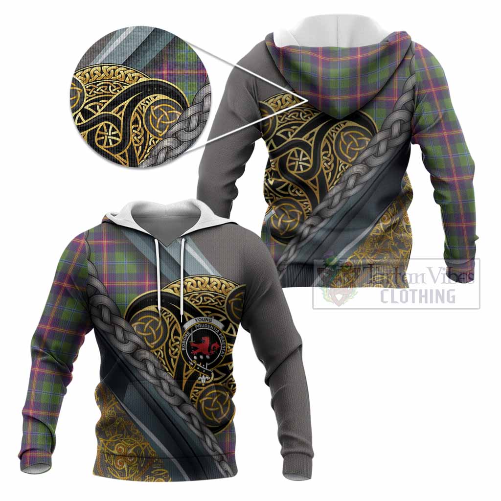 Young Tartan Crest Knitted Hoodie Scottish Triskele Celtic