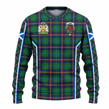 Young Tartan Crest Knitted Sweater Scotland Coat of Arm Flag Style - Tartan Vibes Clothing