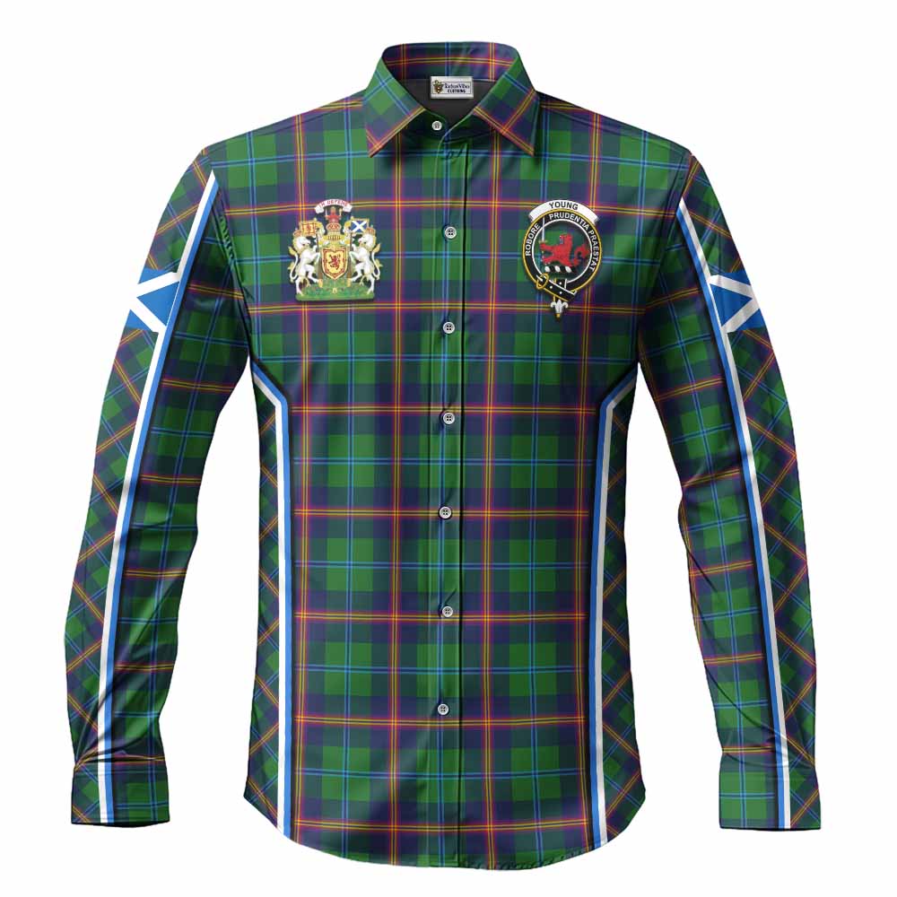 Young Tartan Crest Long Sleeve Button Shirts Scotland Coat of Arm Flag Style - Tartan Vibes Clothing