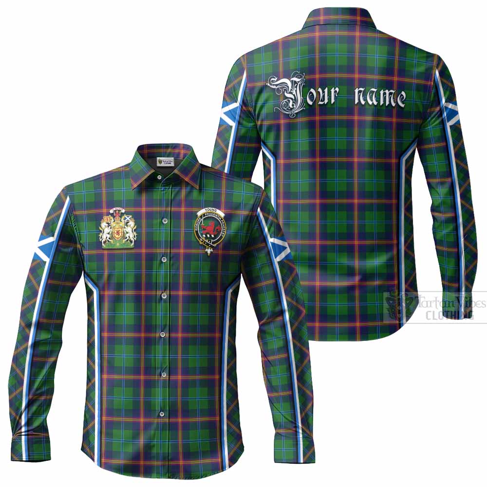 Young Tartan Crest Long Sleeve Button Shirts Scotland Coat of Arm Flag Style - Tartan Vibes Clothing