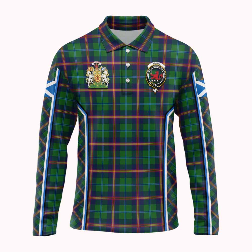 Young Tartan Crest Long Sleeve Polo Shirt Scotland Coat of Arm Flag Style - Tartan Vibes Clothing