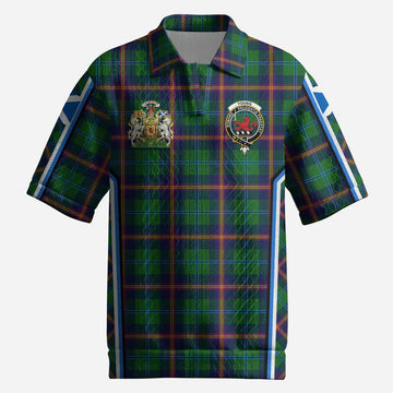 Young Tartan Crest Men’s Polo Sweater Top Scotland Coat of Arm Flag Style