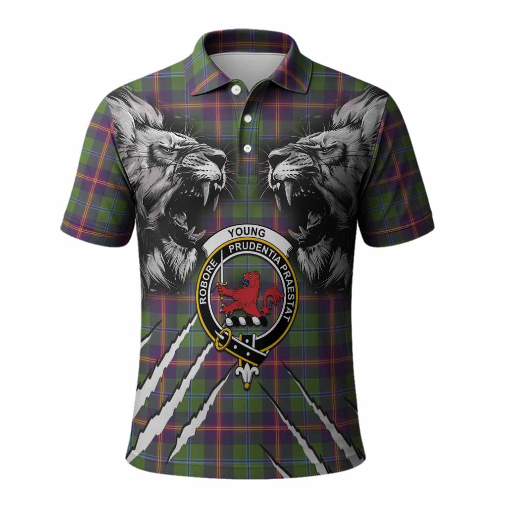 Young Tartan Crest Polo Shirt Ferocious Lion Style