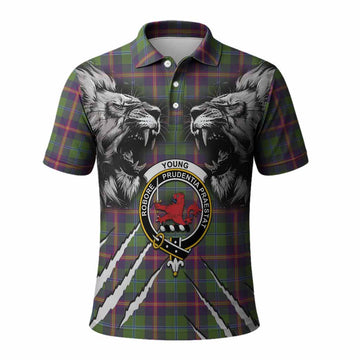 Young Tartan Crest Polo Shirt Ferocious Lion Style