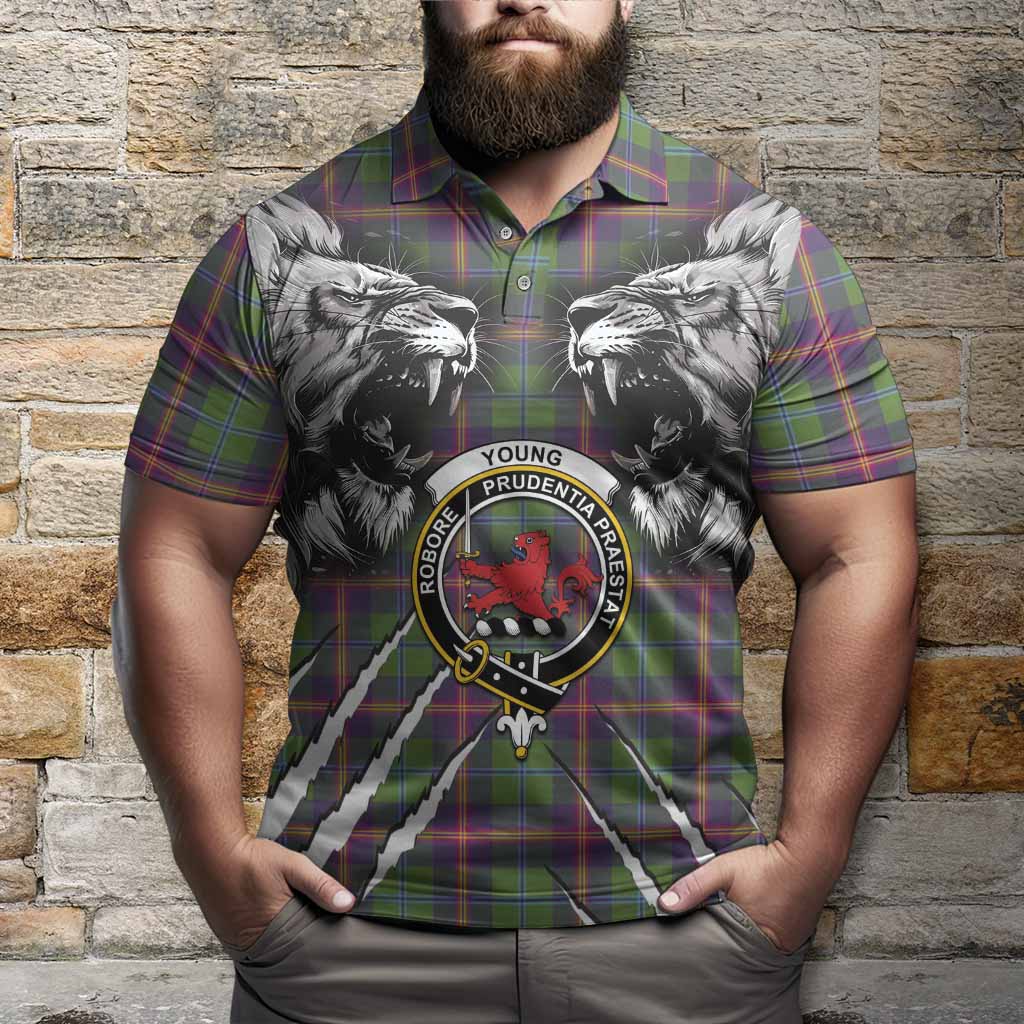 Young Tartan Crest Polo Shirt Ferocious Lion Style