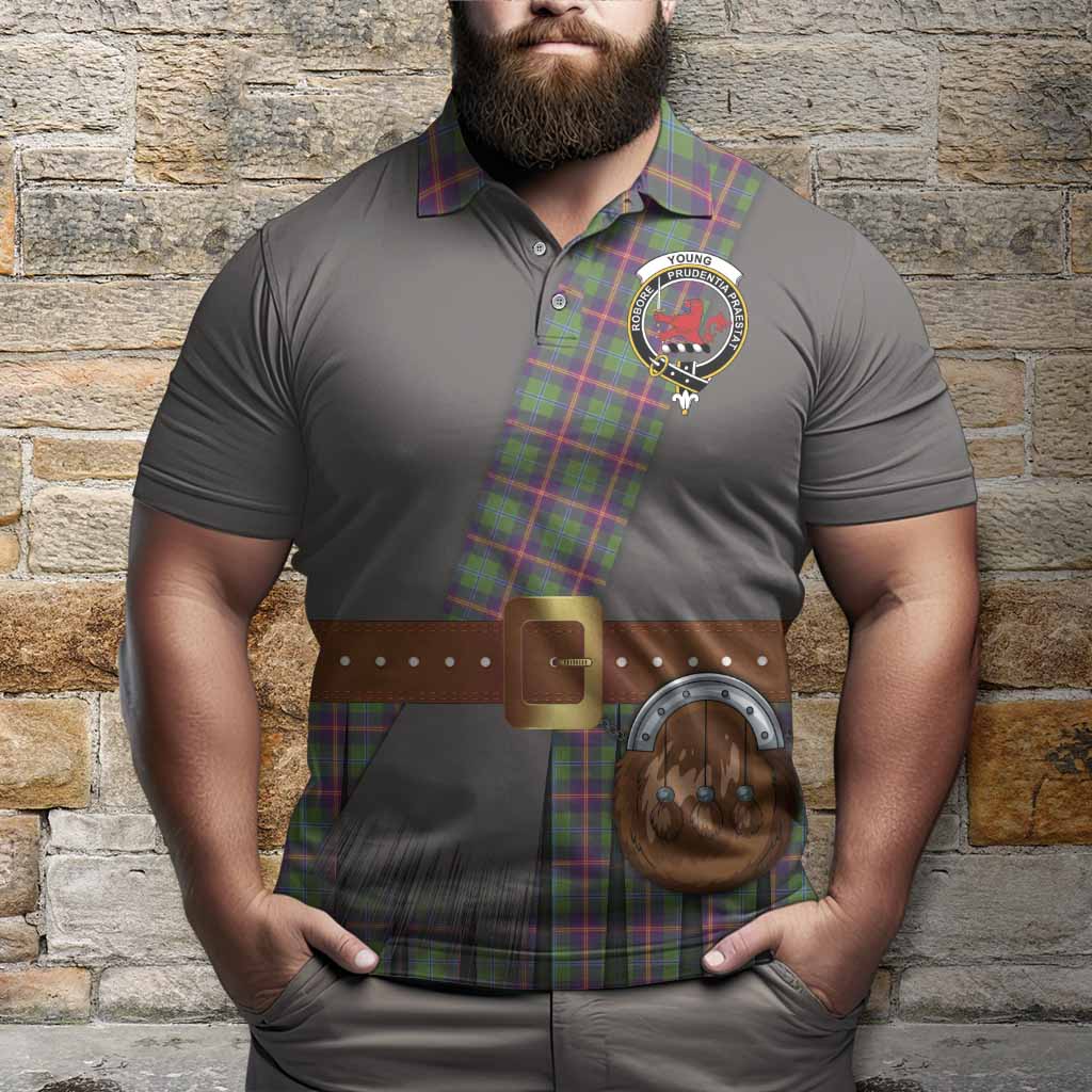 Young Tartan Crest Polo Shirt Kilt Costume Style