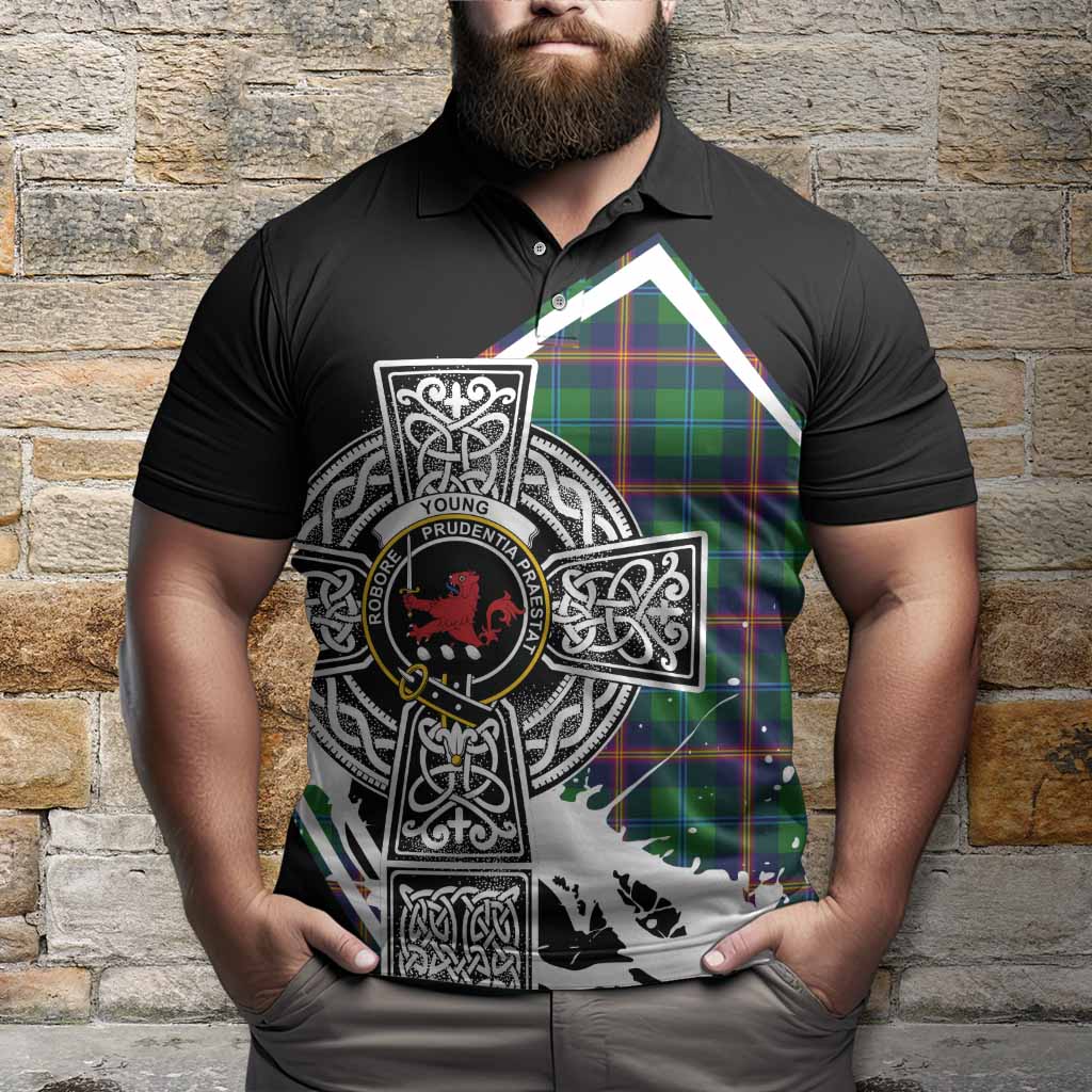 Young Tartan Crest Polo Shirt Scottish Celtic Cross Heritage - Tartan Vibes Clothing